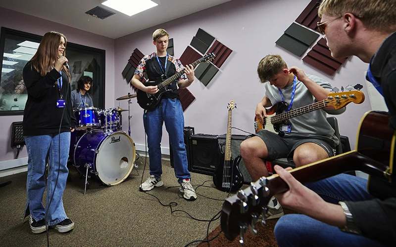 Students in recording studio