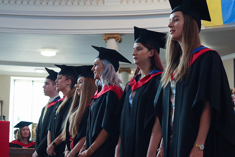 Shrewsbury Colleges Group’s higher education Performing Arts students singing at their graduation ceremony