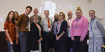 Shrewsbury Colleges Group staff and students with LGBTQ activist Peter Tatchell
