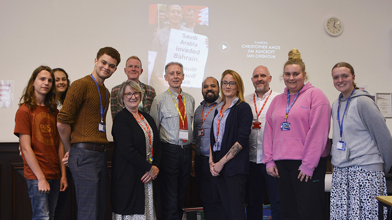 Shrewsbury Colleges Group staff and students with LGBTQ activist Peter Tatchell